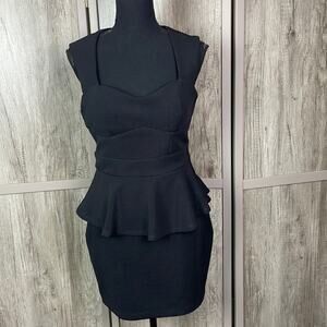 Emerald Sundae peplum ribbed bodycon dress women's M